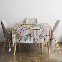 Hawaii Cruising Back To School Tablecloth Grid Pattern With School Bag And Vintage Surf Van TS04 - Polynesian Pride