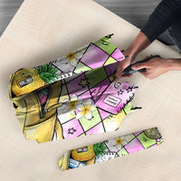Hawaii Cruising Back To School Umbrella Grid Pattern With School Bag And Vintage Surf Van TS04 - Polynesian Pride
