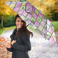 Hawaii Cruising Back To School Umbrella Grid Pattern With School Bag And Vintage Surf Van TS04 - Polynesian Pride