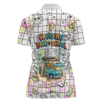 Hawaii Cruising Back To School Women Polo Shirt Grid Pattern With School Bag And Vintage Surf Van TS04 - Polynesian Pride