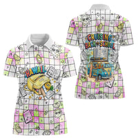 Hawaii Cruising Back To School Women Polo Shirt Grid Pattern With School Bag And Vintage Surf Van TS04 - Polynesian Pride