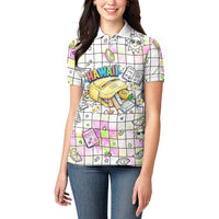 Hawaii Cruising Back To School Women Polo Shirt Grid Pattern With School Bag And Vintage Surf Van TS04 - Polynesian Pride