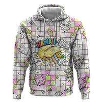 Hawaii Cruising Back To School Zip Hoodie Grid Pattern With School Bag And Vintage Surf Van TS04 Pullover Hoodie White Yellow - Polynesian Pride