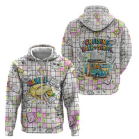 Hawaii Cruising Back To School Zip Hoodie Grid Pattern With School Bag And Vintage Surf Van TS04 - Polynesian Pride