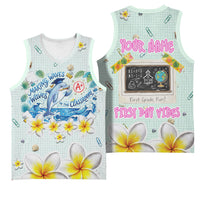 Personalized Hawaii Back To School Dolphin Basketball Jersey Grid Notebook Background With Dolphin Mascot And Plumeria Flowers TS04 - Polynesian Pride
