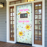 Personalized Hawaii Back To School Dolphin Door Cover Grid Notebook Background With Dolphin Mascot And Plumeria Flowers TS04 - Polynesian Pride