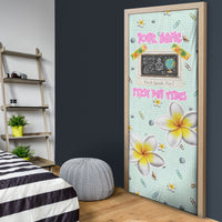 Personalized Hawaii Back To School Dolphin Door Cover Grid Notebook Background With Dolphin Mascot And Plumeria Flowers TS04 - Polynesian Pride