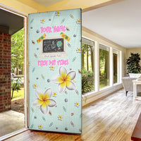 Personalized Hawaii Back To School Dolphin Door Cover Grid Notebook Background With Dolphin Mascot And Plumeria Flowers TS04 - Polynesian Pride