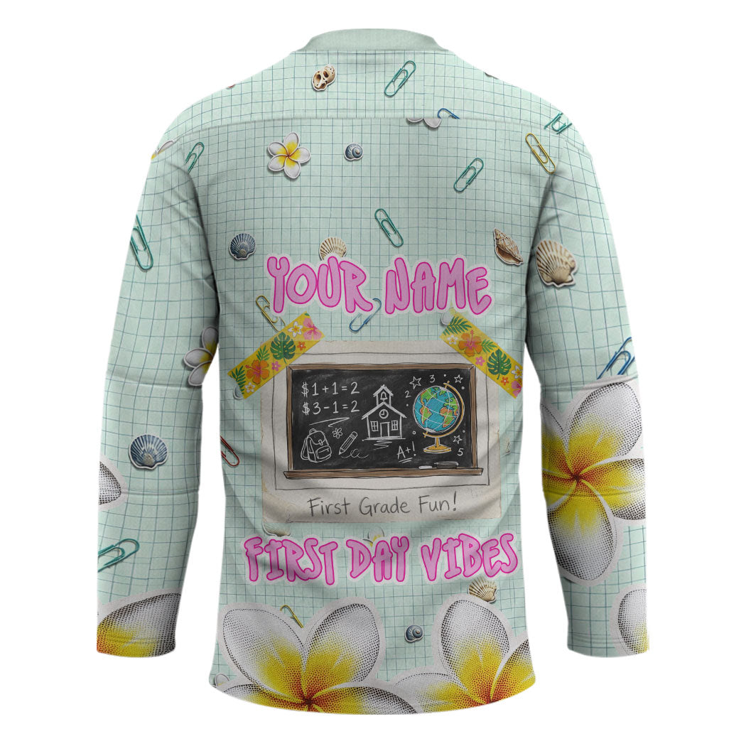 Personalized Hawaii Back To School Dolphin Hockey Jersey Grid Notebook Background With Dolphin Mascot And Plumeria Flowers TS04 - Polynesian Pride