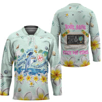 Personalized Hawaii Back To School Dolphin Hockey Jersey Grid Notebook Background With Dolphin Mascot And Plumeria Flowers TS04 - Polynesian Pride