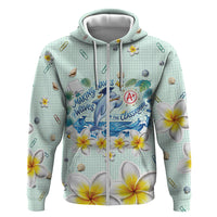 Personalized Hawaii Back To School Dolphin Hoodie Grid Notebook Background With Dolphin Mascot And Plumeria Flowers TS04 Zip Hoodie Green White - Polynesian Pride