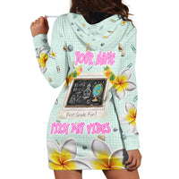 Personalized Hawaii Back To School Dolphin Hoodie Dress Grid Notebook Background With Dolphin Mascot And Plumeria Flowers TS04 - Polynesian Pride