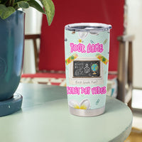 Personalized Hawaii Back To School Dolphin Tumbler Cup Grid Notebook Background With Dolphin Mascot And Plumeria Flowers TS04 - Polynesian Pride