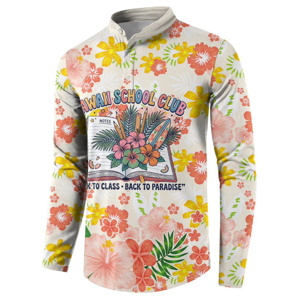 Personalized Hawaii School Club Back To Class Button Sweatshirt Retro Tropical Hibiscus Pattern With Open Notebook TS04 - Polynesian Pride
