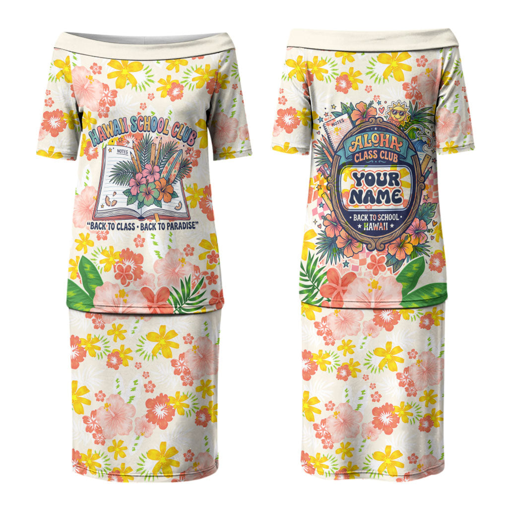 Personalized Hawaii School Club Back To Class Couples Matching Puletasi and Long Sleeve Button Shirt Retro Tropical Hibiscus Pattern With Open Notebook TS04 - Polynesian Pride