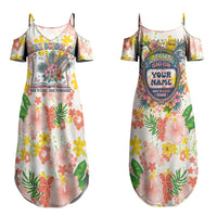 Personalized Hawaii School Club Back To Class Couples Matching Summer Maxi Dress and Long Sleeve Button Shirt Retro Tropical Hibiscus Pattern With Open Notebook TS04 - Polynesian Pride