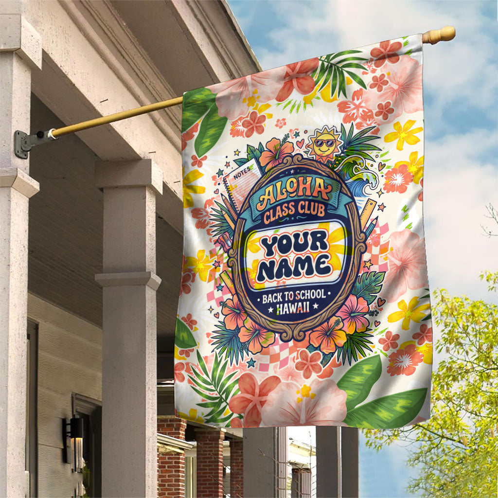 Personalized Hawaii School Club Back To Class Garden Flag Retro Tropical Hibiscus Pattern With Open Notebook TS04 House Flag White Orange - Polynesian Pride