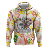 Personalized Hawaii School Club Back To Class Hoodie Retro Tropical Hibiscus Pattern With Open Notebook TS04 Zip Hoodie White Orange - Polynesian Pride
