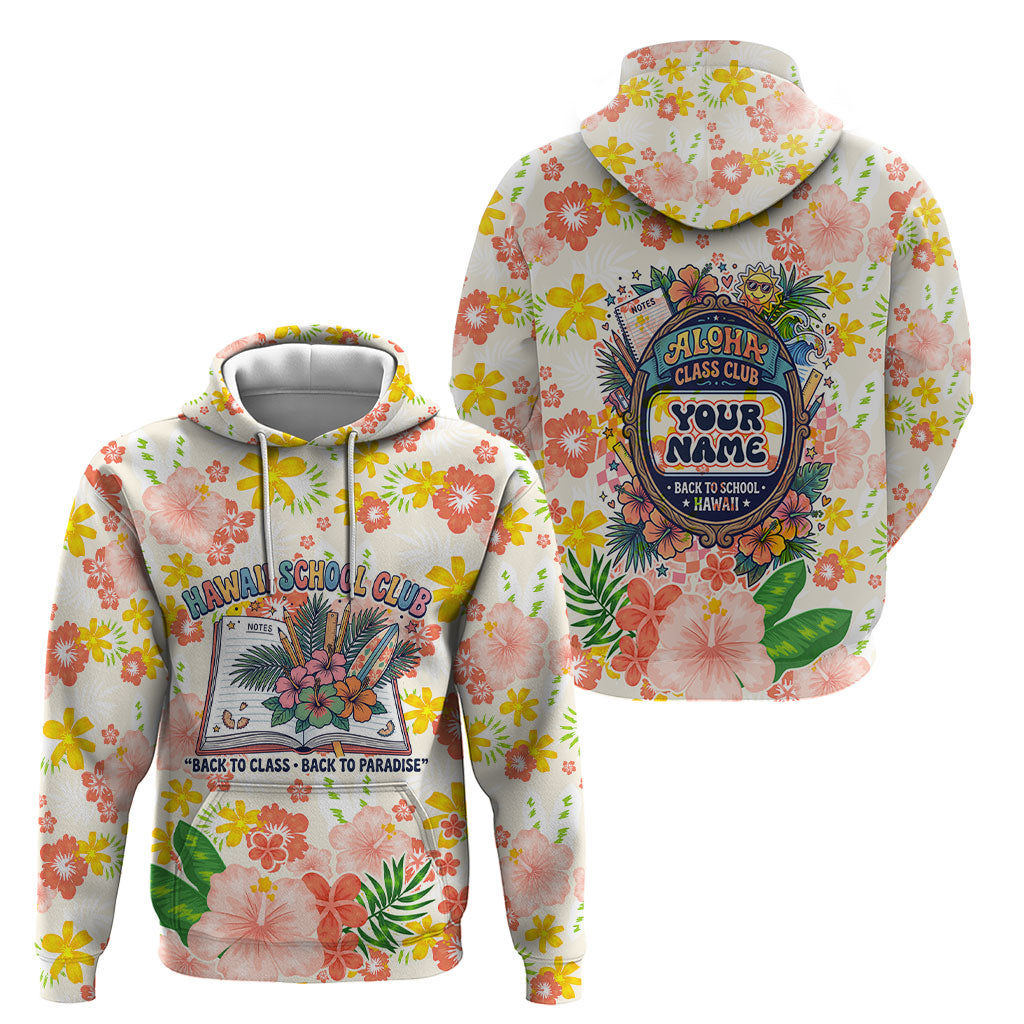 Personalized Hawaii School Club Back To Class Hoodie Retro Tropical Hibiscus Pattern With Open Notebook TS04 - Polynesian Pride