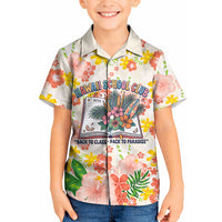 Personalized Hawaii School Club Back To Class Kid Hawaiian Shirt Retro Tropical Hibiscus Pattern With Open Notebook TS04 Kid White Orange - Polynesian Pride
