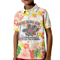 Personalized Hawaii School Club Back To Class Kid Polo Shirt Retro Tropical Hibiscus Pattern With Open Notebook TS04 Kid White Orange - Polynesian Pride