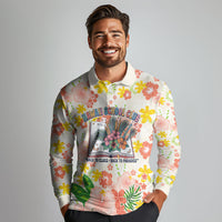 Personalized Hawaii School Club Back To Class Long Sleeve Polo Shirt Retro Tropical Hibiscus Pattern With Open Notebook TS04 - Polynesian Pride