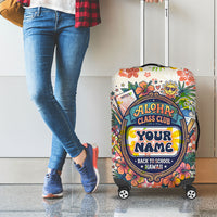 Personalized Hawaii School Club Back To Class Luggage Cover Retro Tropical Hibiscus Pattern With Open Notebook TS04 - Polynesian Pride