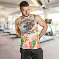 Personalized Hawaii School Club Back To Class Men Tank Top Retro Tropical Hibiscus Pattern With Open Notebook TS04 White Orange - Polynesian Pride
