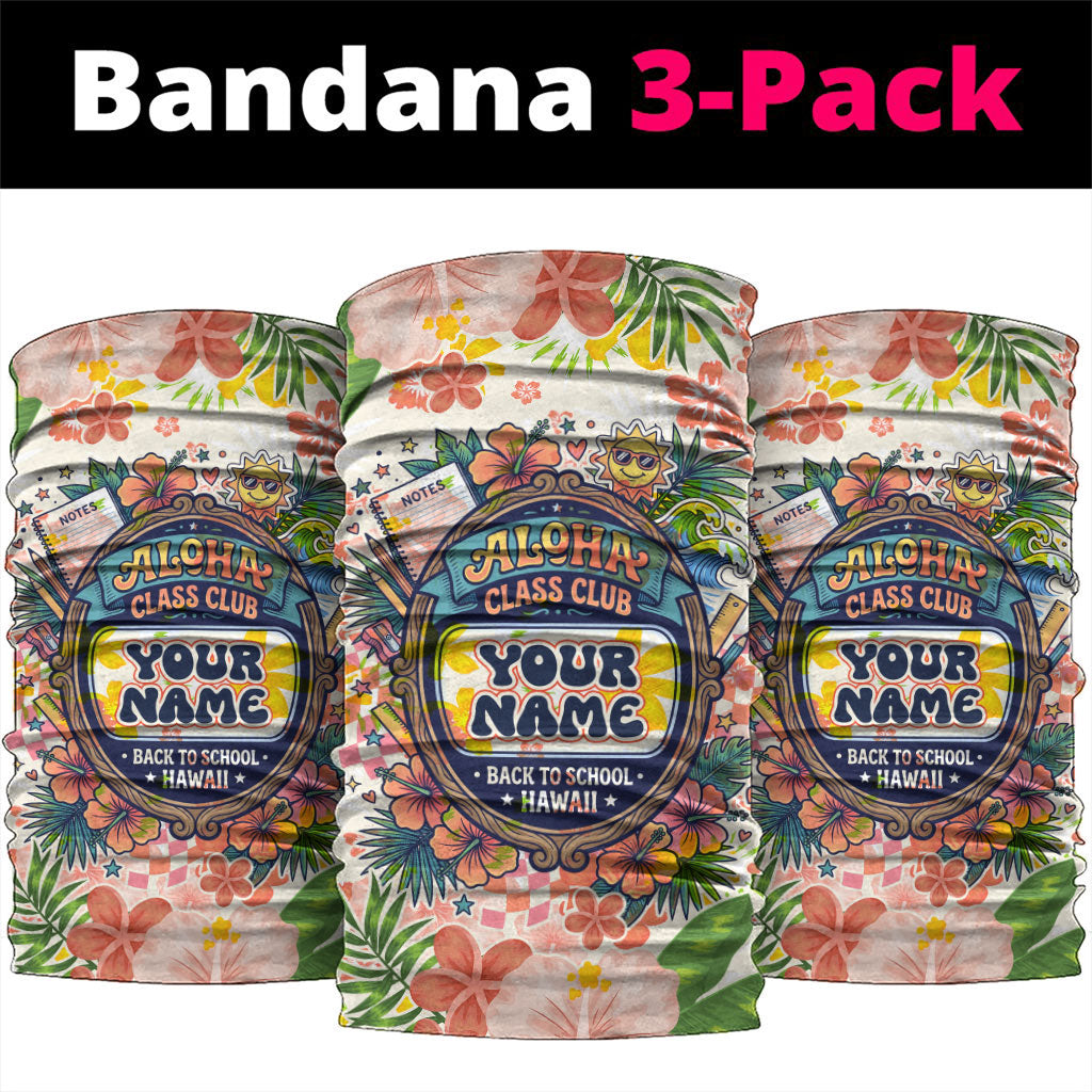 Personalized Hawaii School Club Back To Class Neck Gaiter Retro Tropical Hibiscus Pattern With Open Notebook TS04 package One Size: 25*50cm White Orange - Polynesian Pride