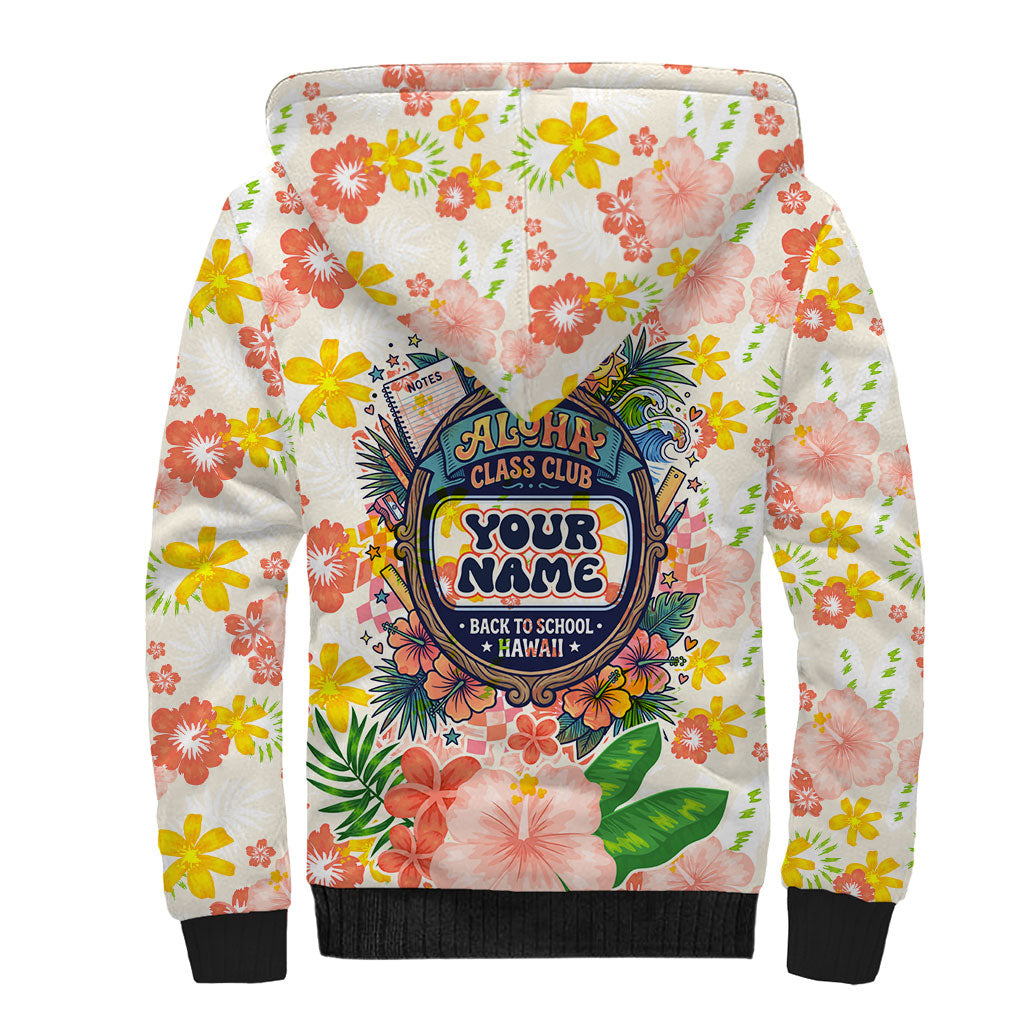 Personalized Hawaii School Club Back To Class Sherpa Hoodie Retro Tropical Hibiscus Pattern With Open Notebook TS04 - Polynesian Pride
