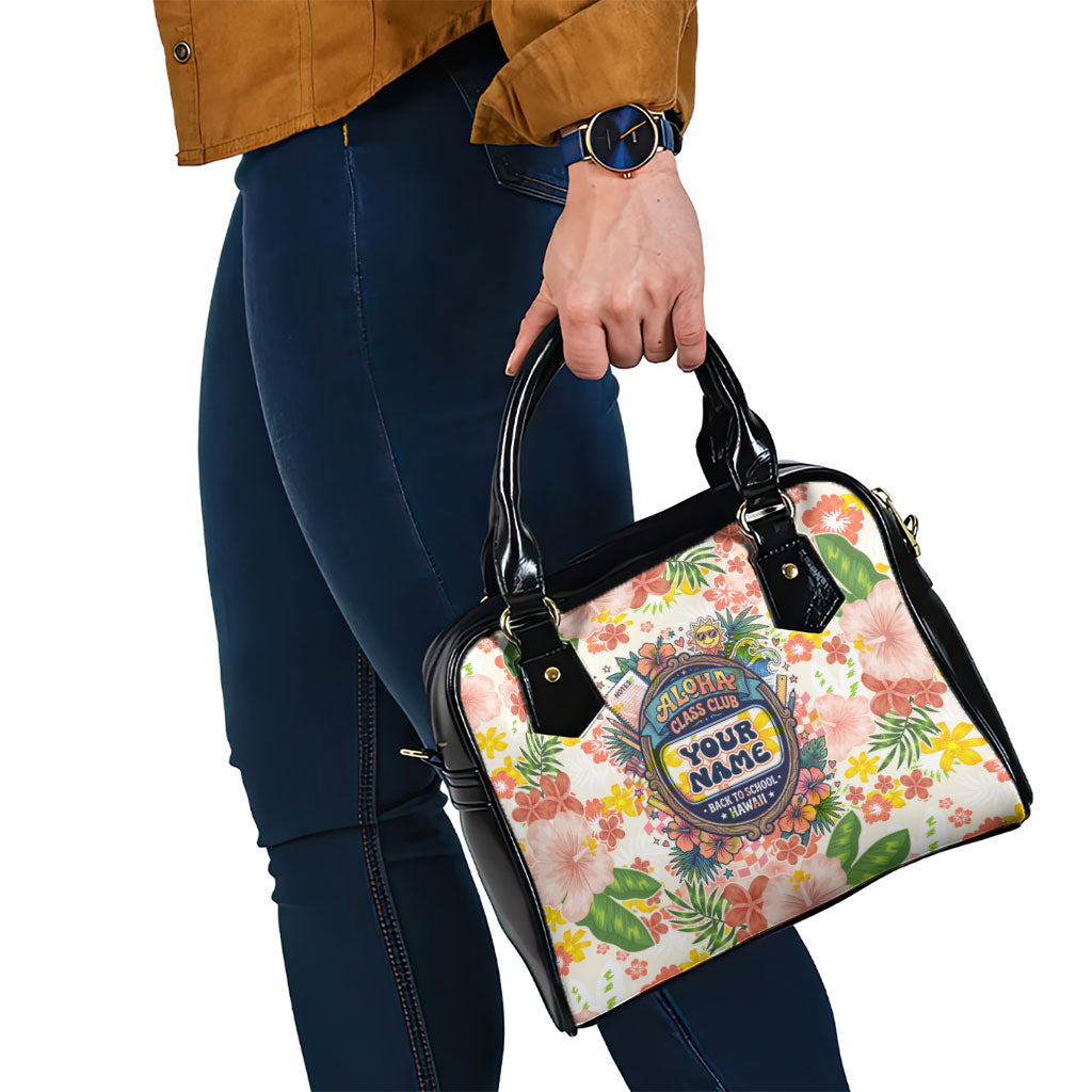 Personalized Hawaii School Club Back To Class Shoulder Handbag Retro Tropical Hibiscus Pattern With Open Notebook TS04 - Polynesian Pride