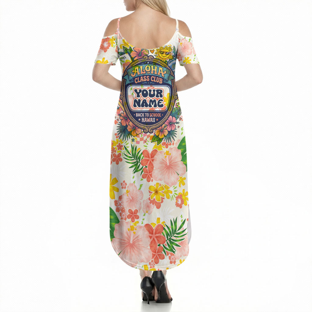 Personalized Hawaii School Club Back To Class Summer Maxi Dress Retro Tropical Hibiscus Pattern With Open Notebook TS04 - Polynesian Pride