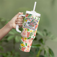 Personalized Hawaii School Club Back To Class Tumbler With Handle Retro Tropical Hibiscus Pattern With Open Notebook TS04 - Polynesian Pride
