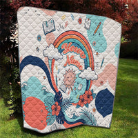 Personalized Hawaii Back To School Quilt Retro Rainbow Sun with Tropical Hibiscus Flowers TS04 - Polynesian Pride