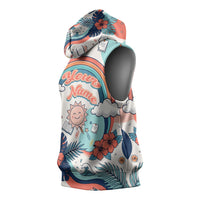 Personalized Hawaii Back To School Sleeveless Hoodie Retro Rainbow Sun with Tropical Hibiscus Flowers TS04 - Polynesian Pride
