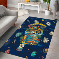 Personalized Hawaii Back To School Aloha Learning Area Rug Retro Rainbow open Notebook with Pineapple and Hibiscus Flowers TS04 - Polynesian Pride