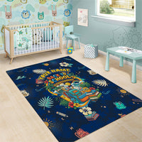 Personalized Hawaii Back To School Aloha Learning Area Rug Retro Rainbow open Notebook with Pineapple and Hibiscus Flowers TS04 - Polynesian Pride
