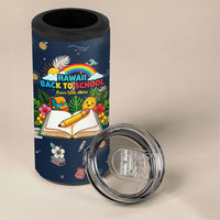 Personalized Hawaii Back To School Aloha Learning 4 in 1 Can Cooler Tumbler Retro Rainbow open Notebook with Pineapple and Hibiscus Flowers TS04 - Polynesian Pride