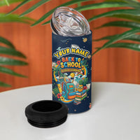 Personalized Hawaii Back To School Aloha Learning 4 in 1 Can Cooler Tumbler Retro Rainbow open Notebook with Pineapple and Hibiscus Flowers TS04 - Polynesian Pride