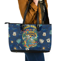 Personalized Hawaii Back To School Aloha Learning Leather Tote Bag Retro Rainbow open Notebook with Pineapple and Hibiscus Flowers TS04 - Polynesian Pride