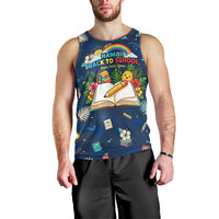 Personalized Hawaii Back To School Aloha Learning Men Tank Top Retro Rainbow open Notebook with Pineapple and Hibiscus Flowers TS04 - Polynesian Pride