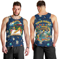 Personalized Hawaii Back To School Aloha Learning Men Tank Top Retro Rainbow open Notebook with Pineapple and Hibiscus Flowers TS04 - Polynesian Pride