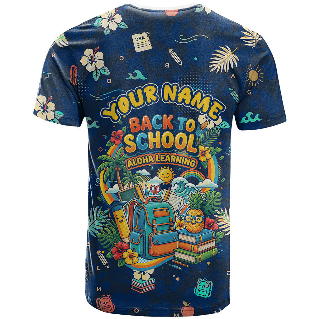 Personalized Hawaii Back To School Aloha Learning T Shirt Retro Rainbow open Notebook with Pineapple and Hibiscus Flowers TS04 - Polynesian Pride