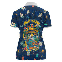 Personalized Hawaii Back To School Aloha Learning Women Polo Shirt Retro Rainbow open Notebook with Pineapple and Hibiscus Flowers TS04 - Polynesian Pride