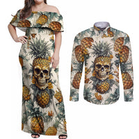 Pineapple Skull Couples Matching Off Shoulder Maxi Dress and Long Sleeve Button Shirts Summer Paradise TS04 - Polynesian Pride