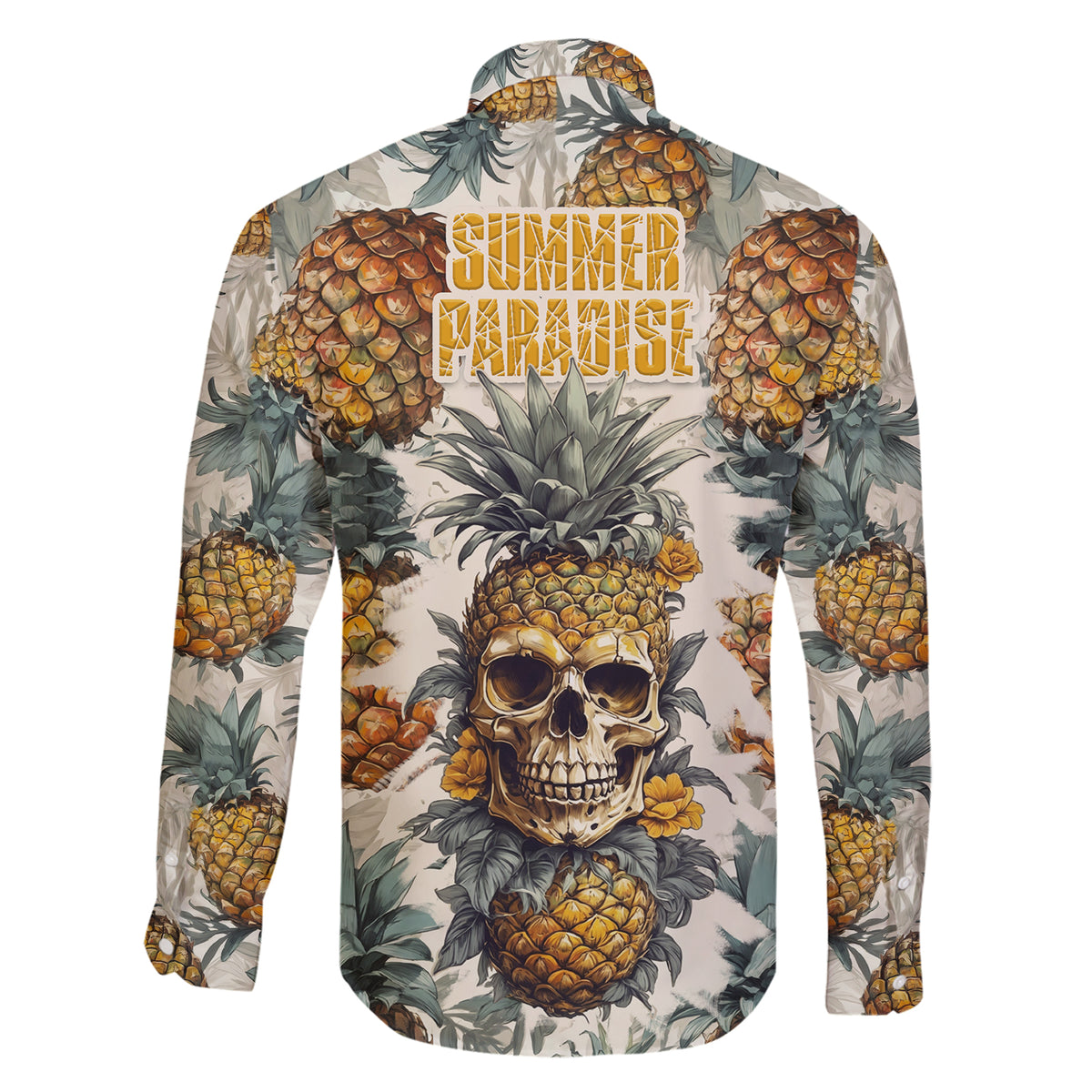 Pineapple Skull Family Matching Short Sleeve Bodycon Dress and Hawaiian Shirt Summer Paradise TS04 - Polynesian Pride