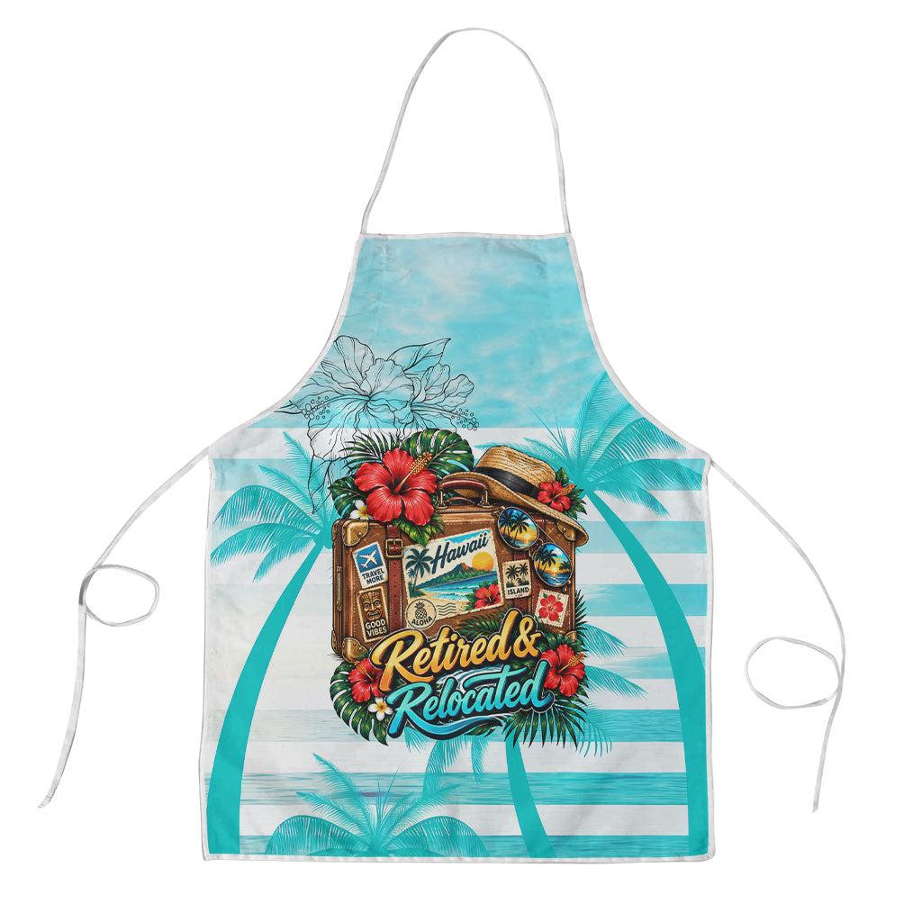 Out Of Office Retired Relocated Apron Tropical Island Hawaiian Beach Sunset Sunglasses Suitcase