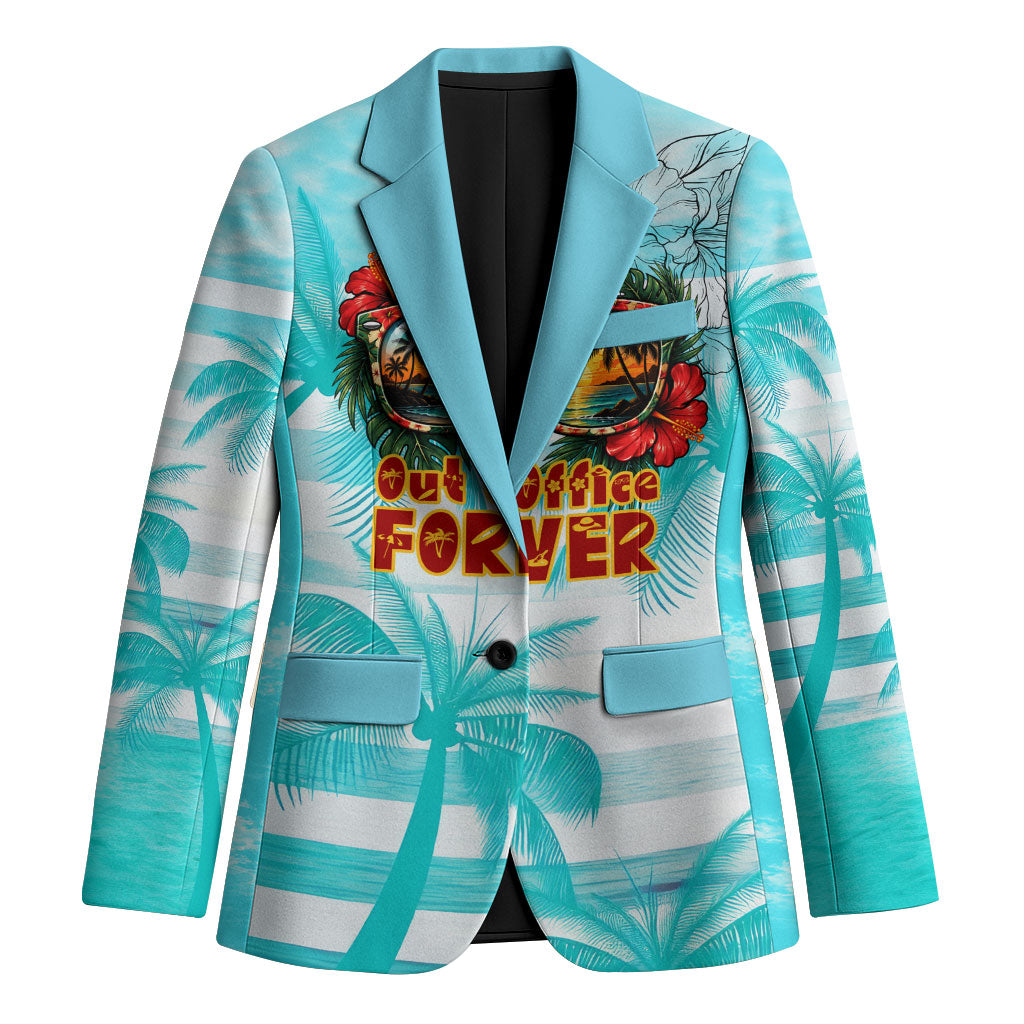 Out Of Office Retired Relocated Blazer Tropical Island Hawaiian Beach Sunset Sunglasses Suitcase TS04 Unisex Blue White - Polynesian Pride