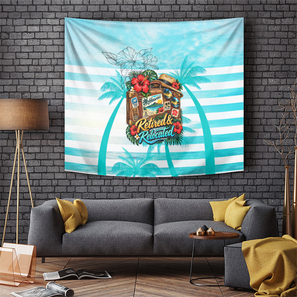 Out Of Office Retired Relocated Tapestry Tropical Island Hawaiian Beach Sunset Sunglasses Suitcase TS04 Blue White - Polynesian Pride