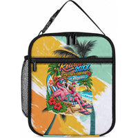 Hawaii Retirement Vacation Lunch Bag Tropical Sunset Beach Pink Flamingo Surfboard Palm Tree TS04 10.2 × 8.3 × 4.3 inch Yellow Green - Polynesian Pride
